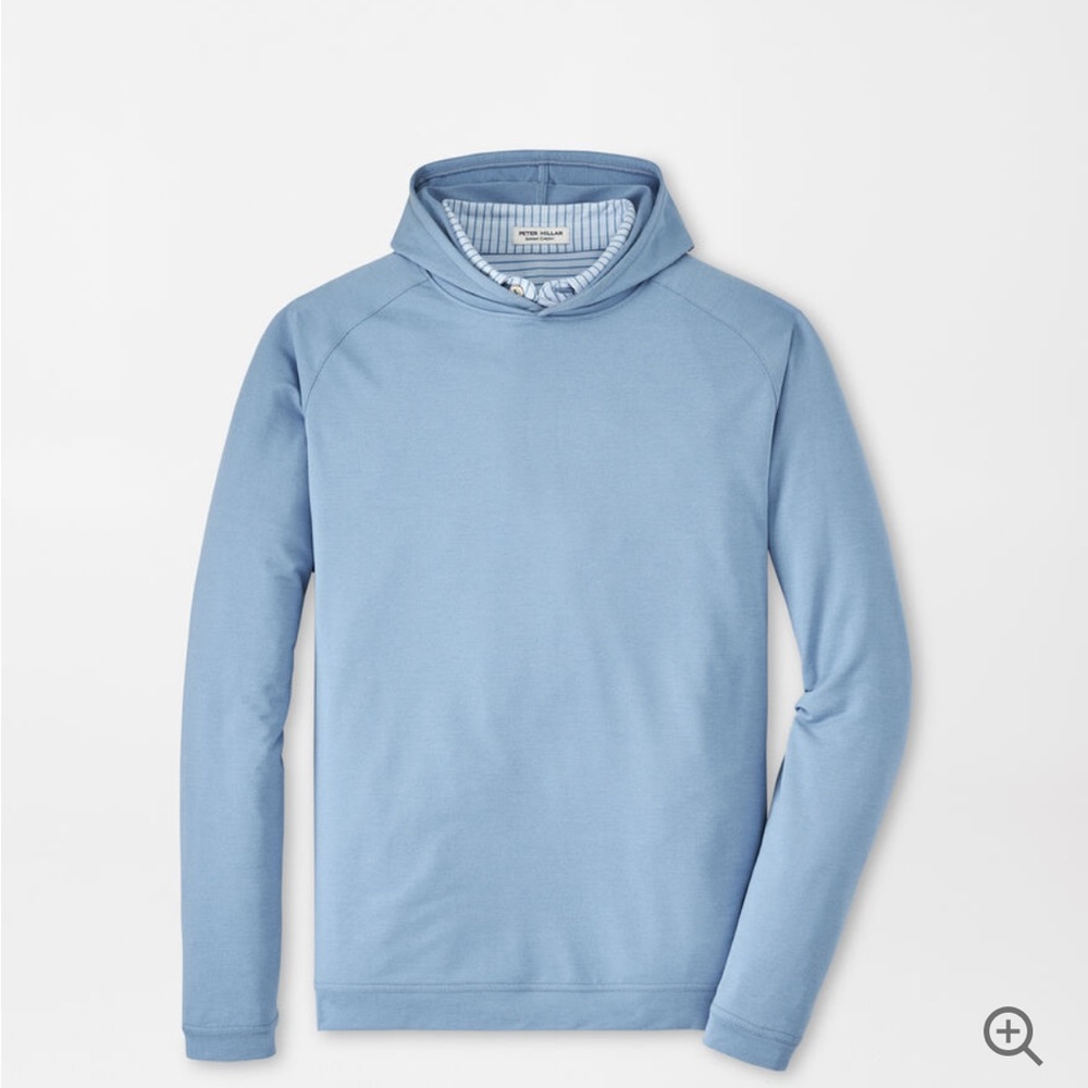 Size M men’s Peter Millar Pine Performance Hoodie in light seafoam green